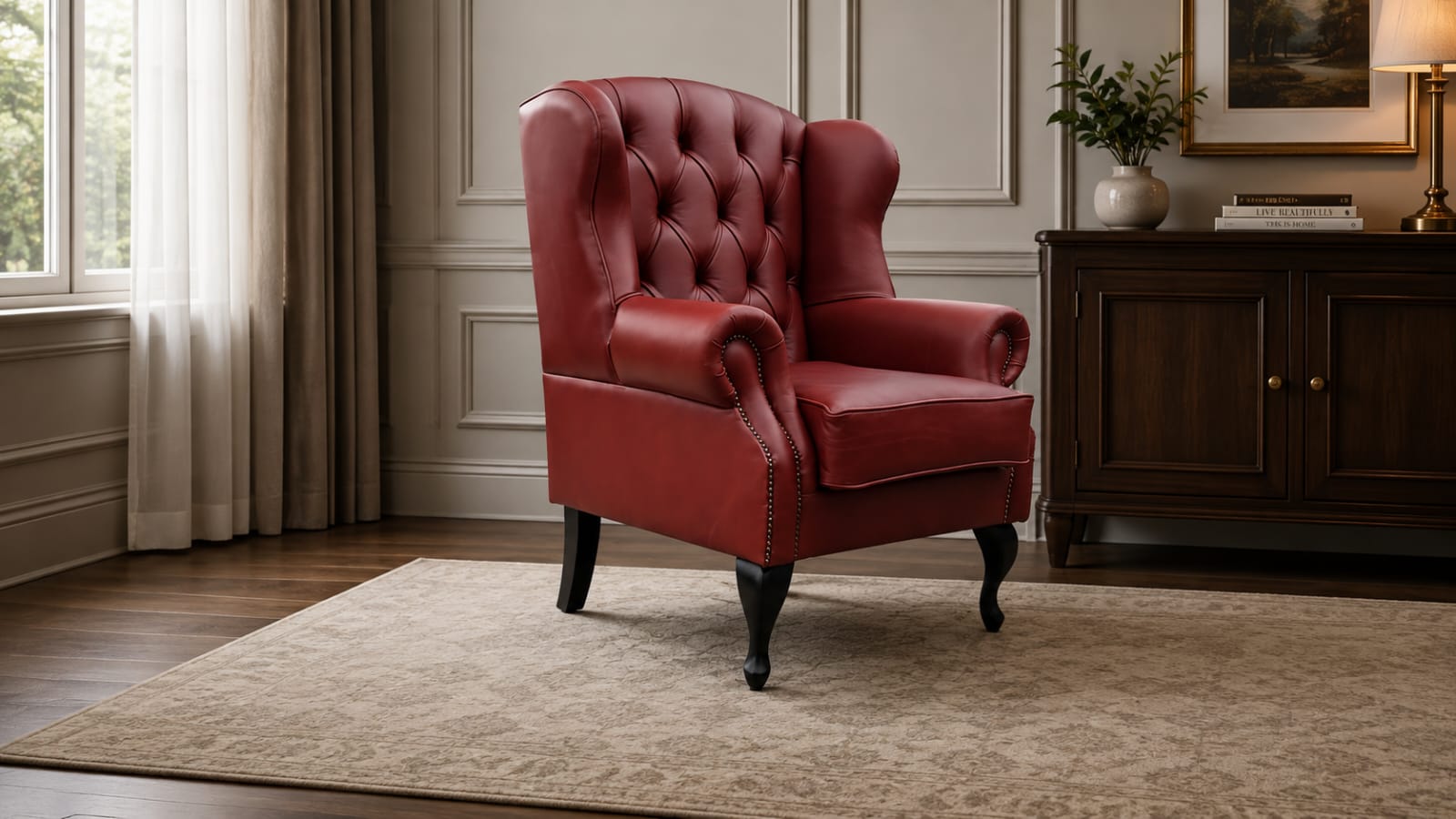 Wingback Genuine Leather Chair