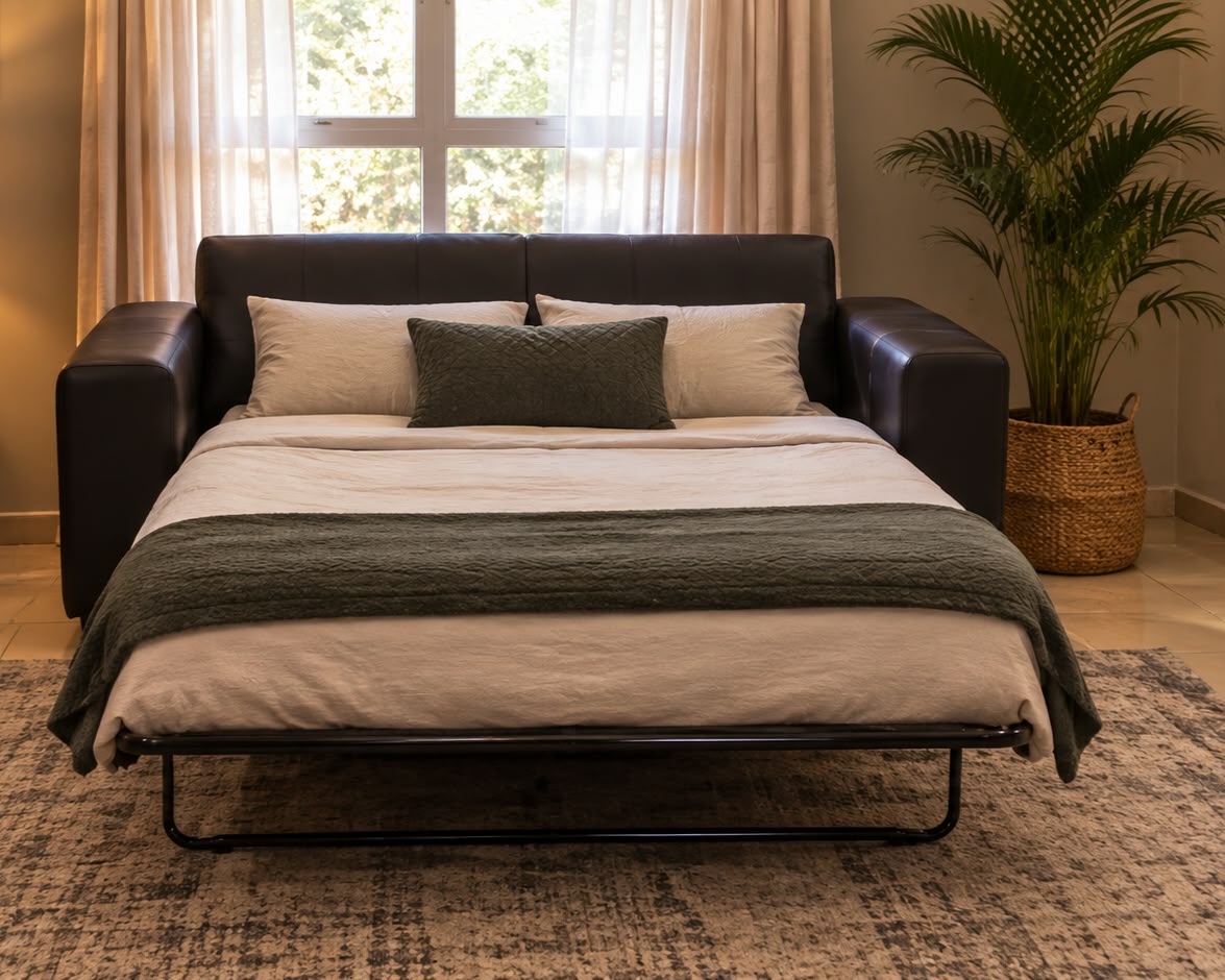 Genuine Leather Sleeper Couch